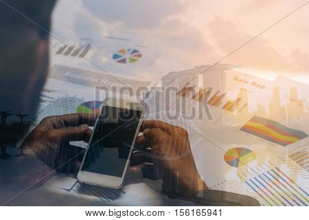 Double Exposure Of Business Concept