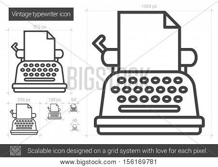 Vintage typewriter vector line icon isolated on white background. Vintage typewriter line icon for infographic, website or app. Scalable icon designed on a grid system.