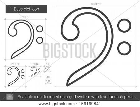 Bass clef vector line icon isolated on white background. Bass clef line icon for infographic, website or app. Scalable icon designed on a grid system.