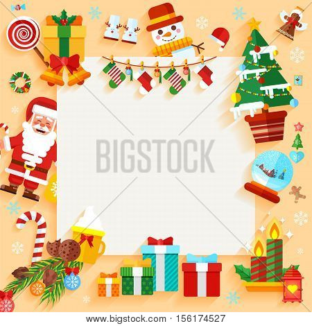 Stock vector illustration Christmas banner design greeting card with decorative elements in a flat style for the New Year 2017