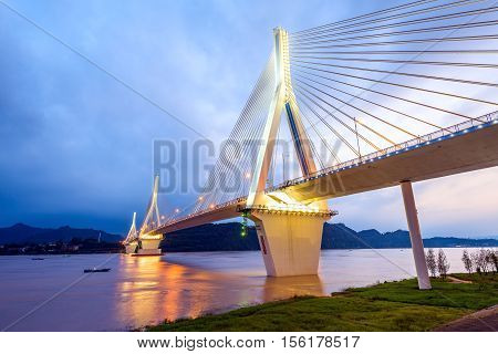 the night of modern bridge.China 's Hubei Yichang.