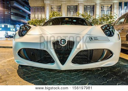ABU DHABI - NOVEMBER 3 2016: Alfa Romeo 4C Coupe in Abu Dhabi