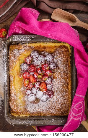 Pancake Cooking In A Plate With Fruit