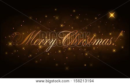 Merry Christmas gold text. Holiday background. Golden type decorative design for card banner greeting vintage decoration. Symbol of Happy New Year celebration holiday. Vector illustration