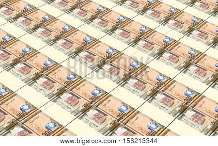 Gambian dalasi bills stacked background. 3D illustration.