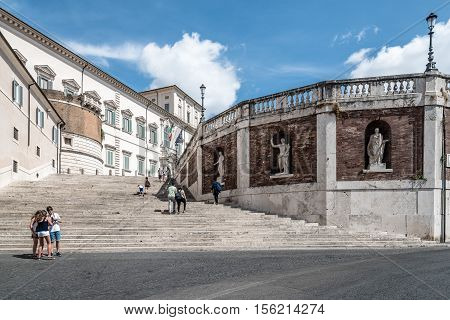 Rome Italy - August 18 2016: The Quirinal Palace. It is a historic building in Rome official residence of the President of the Italian Republic.