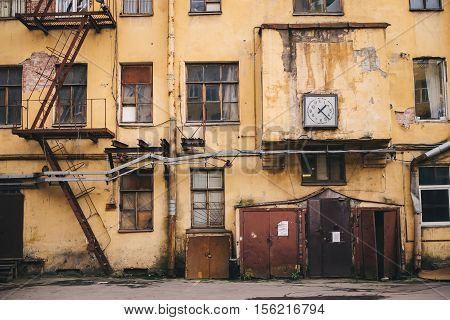 View of old building with anciant clock.