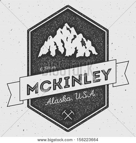 Mckinley In Alaska, Usa Outdoor Adventure Logo. Pennant Expedition Vector Insignia. Climbing, Trekki
