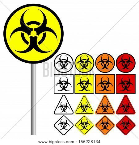 Biological Hazard Symbol Icon with colors: red, orange, yellow and black