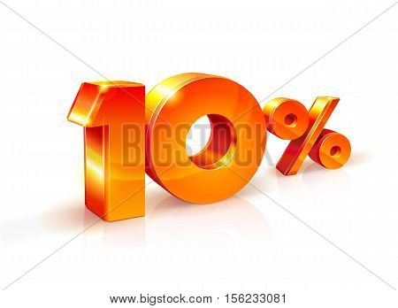 shiny Orange Red 3d sign 10 percents. suitable for use on advertising banners, leaflets, posters, flyers and any promotional items. Seasonal discounts, Black Friday, the interest rate, etc.