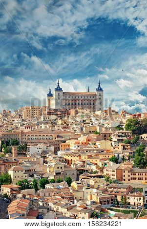 Toledo, Spain old town cityscape at the Alcazar.