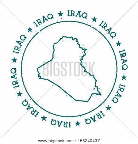 Iraq Vector Map. Retro Vintage Insignia With Country Map. Distressed Visa Stamp With Iraq Text Wrapp