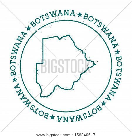 Botswana Vector Map. Retro Vintage Insignia With Country Map. Distressed Visa Stamp With Botswana Te