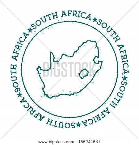 South Africa Vector Map. Retro Vintage Insignia With Country Map. Distressed Visa Stamp With South A