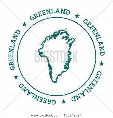 Greenland Vector Map. Retro Vintage Insignia With Country Map. Distressed Visa Stamp With Greenland