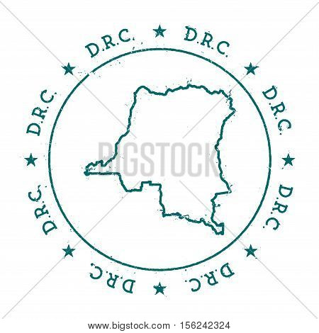 Congo, The Democratic Republic Of The Vector Map.. Retro Vintage Insignia With Country Map.. Distres