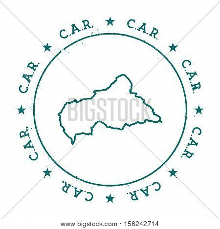 Central African Republic Vector Map.. Retro Vintage Insignia With Country Map.. Distressed Visa Stam