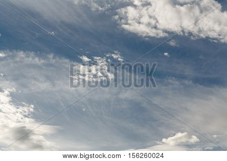 Cumulus clouds against a blue sky. Mostly Cloudy. Synoptics.
