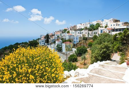 Nissyros, Greece - May 17, 2010: The Nikia village on the volcano border