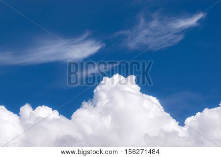 Blue Sky With Clouds Closeup For Background Or Backgrop Nature Concept
