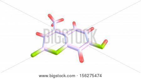 Hymecromone is a drug used in bile therapy. It is used as choleretic and antispasmodic drugs and as a standard for the fluorometric determination of enzyme activity. 3d illustration