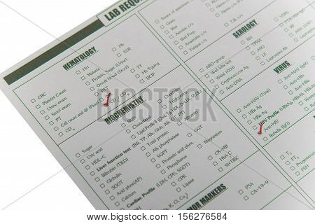 Blood requisition test for HIV in laboratory