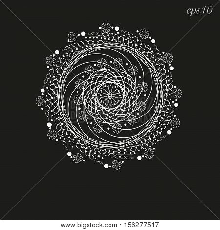 Circle dance flower white
Abstract ornament style art graphics foul handmade author of flowers design woven twig branch point petal pattern ornament painting Henna body eps10 vector illustration Stock
