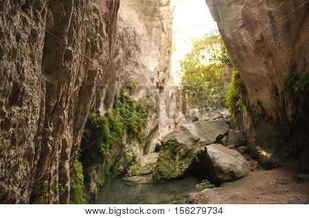 Gorge Avakas Cyprus. Rocks and high walls.