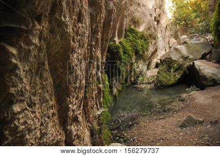 Gorge Avakas Cyprus. Rocks and high walls.