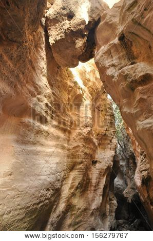 Gorge Avakas Cyprus. Rocks and high walls.