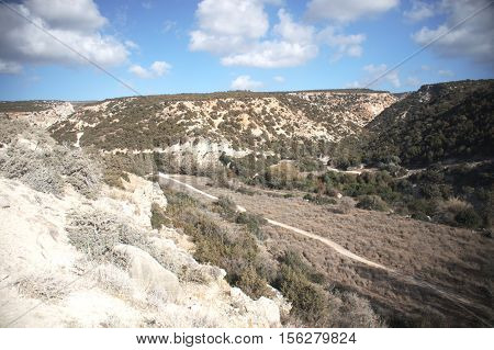 Gorge Avakas Cyprus. Rocks and high walls.