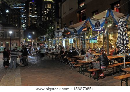 Visitors At The Rocks At Nigh In Sydney Australia