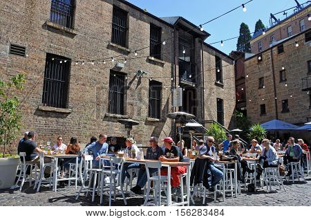 People Dinning Outdoors At The Rocks In Sydney Australia