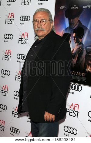 LOS ANGELES - NOV 10:  Edward James Olmos at the AFI FEST 2016 - Opening Night - Premiere Of 20th Century Fox's 'Rules Don't Apply' at TCL Chinese Theater on November 10, 2016 in Los Angeles, CA