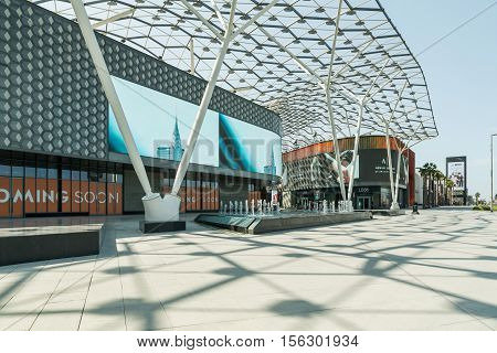 DUBAI - NOVEMBER 08 2016: LUMAS Dubai City Walk. New modern part of Dubai City. City Walk is reminiscent of European-style streets.