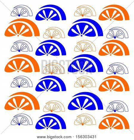 Fruit on white background. Vector orange pattern