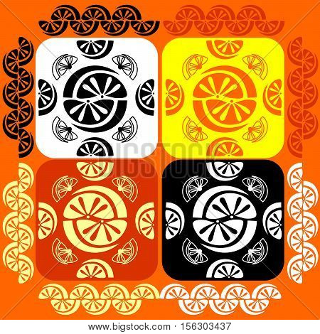 Vector set pattern with oranges for design