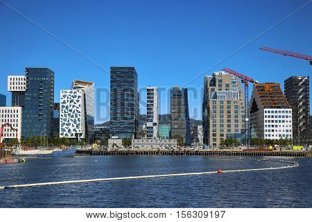 Panoramic View Of Modern buildings in Oslo Norway