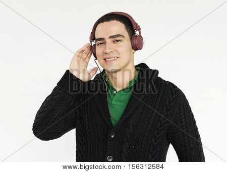 Man Listen Music Headphone Entertainment Concept