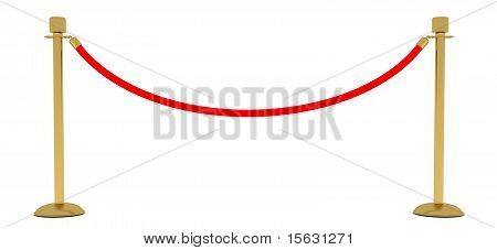 barriera di corda rossa e stand d'oro