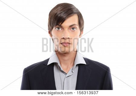 young man portrait isolated on white background