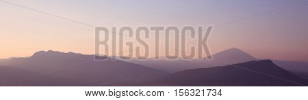 Sunset. Ridge Mountains. Skyline. Dinaric Alps. Sky Gradient. National Park Lovcen, Montenegro