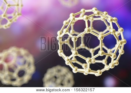 3D illustration of nanoparticles on colorful background