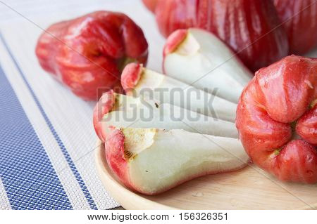 rose apple Thailand apple fruit flavors of sweet red gloss. rose apple on background