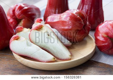 rose apple Thailand apple fruit flavors of sweet red gloss. rose apple on background