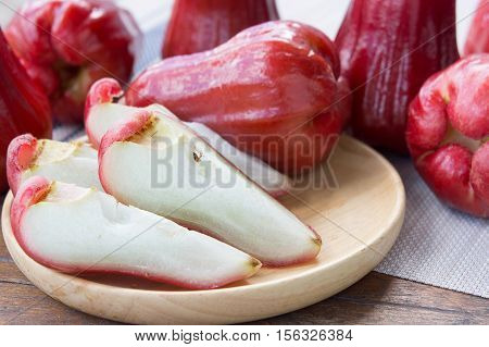 rose apple Thailand apple fruit flavors of sweet red gloss. rose apple on background