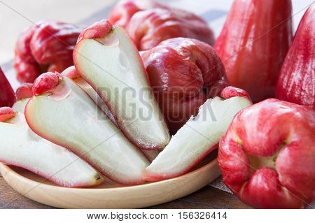 rose apple Thailand apple fruit flavors of sweet red gloss. rose apple on background