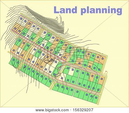 land, planning, plan, city, urban, landscape, drawing, village, color