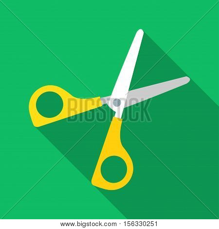 Colorful scissors icon in modern flat style with long shadow. Vector illustration