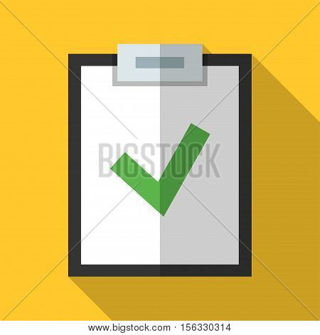 Colorful clipboard icon in modern flat style with long shadow. Vector illustration